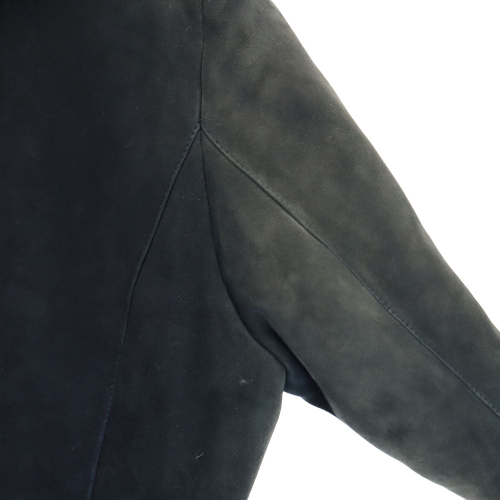 ムーンバット イタリア製 シャーリング加工 ムートンコート 46 チャコールネイビー レディース