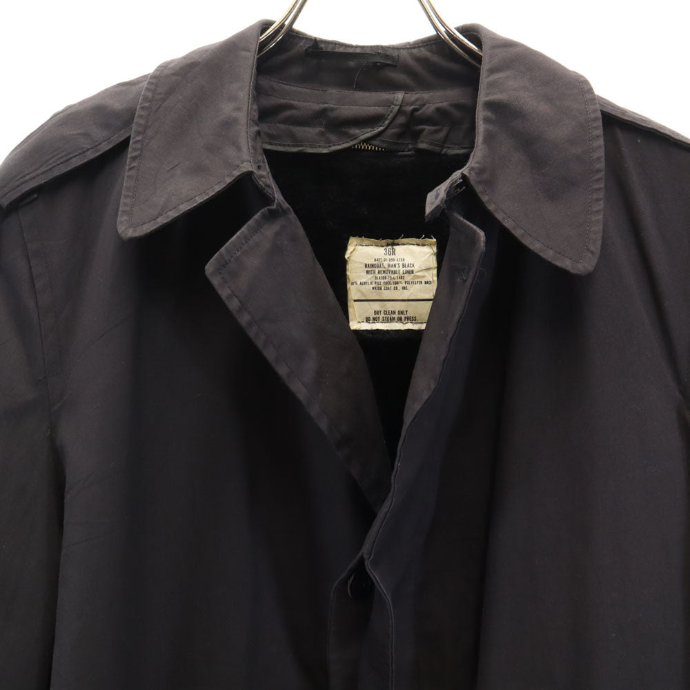 US NAVY アメリカ海軍 70s ヴィンテージ DLA ステンカラーコート 36R ブラック オールウェザーコート ミリタリー ボアライナー付き メンズ