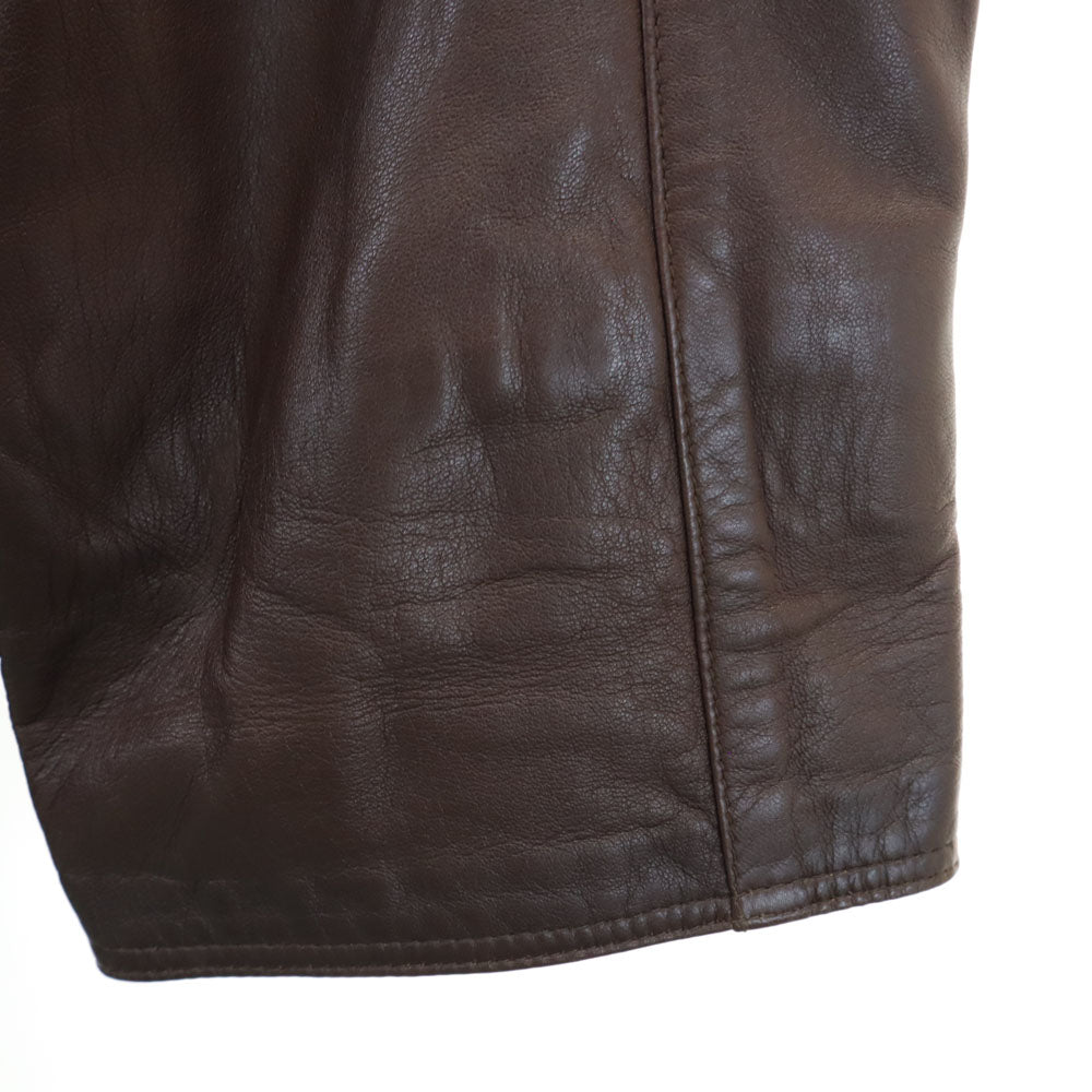 A.C.S.A スペイン製 レザーコート 50 ブラウン メンズ