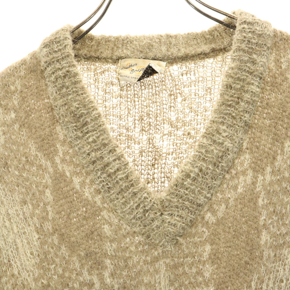 BOEPPLE SPORTSWEAR 60s ヴィンテージ ウールブレンド 長袖 ロング Vネック セーター ベージュ ニット レディース