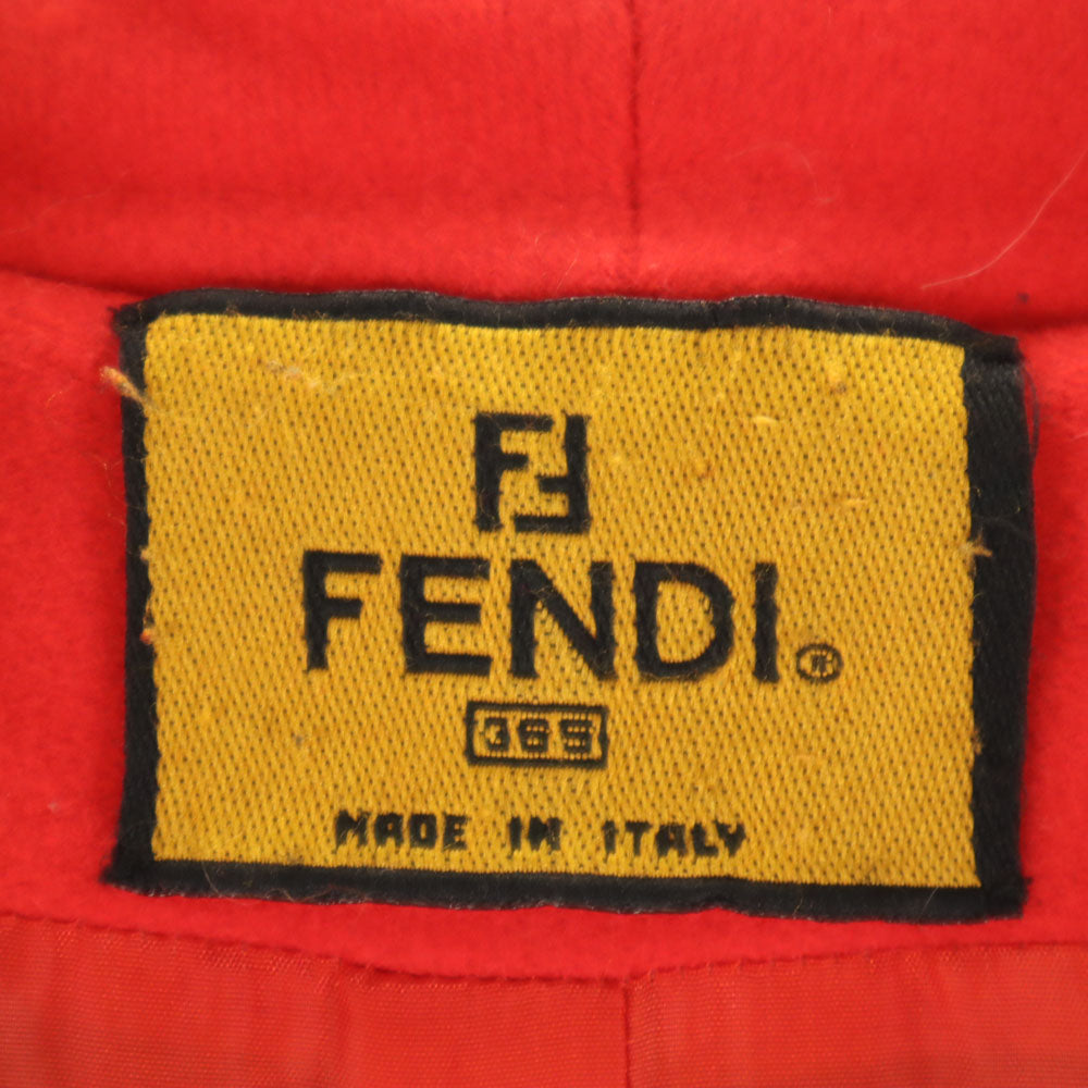 FENDI フェンディ 90s イタリア製 オールド ショールカラー コート 42 レッド レディース