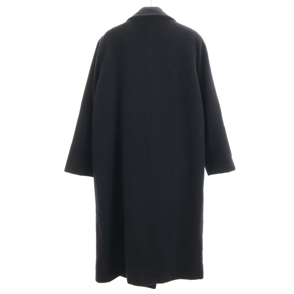 ハナムラ カシミヤブレンド ダブルブレスト メルトン コート 11R ネイビー レディース