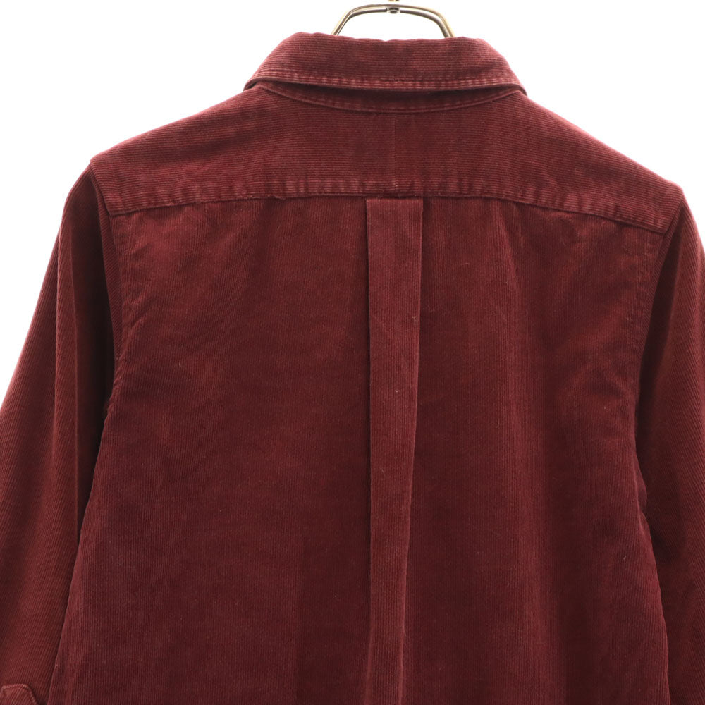 RALPH LAUREN ラルフローレン 90s BIG SHIRT オールド 長袖 コーデュロイ ボタンダウン シャツワンピース ボルドー系 レディース