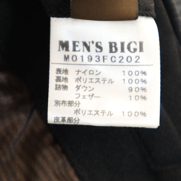 美品 ディストリクション メンズビギ チェック柄 ダウンジャケット S グレー DISTINCTION MEN'S BIGI メンズ