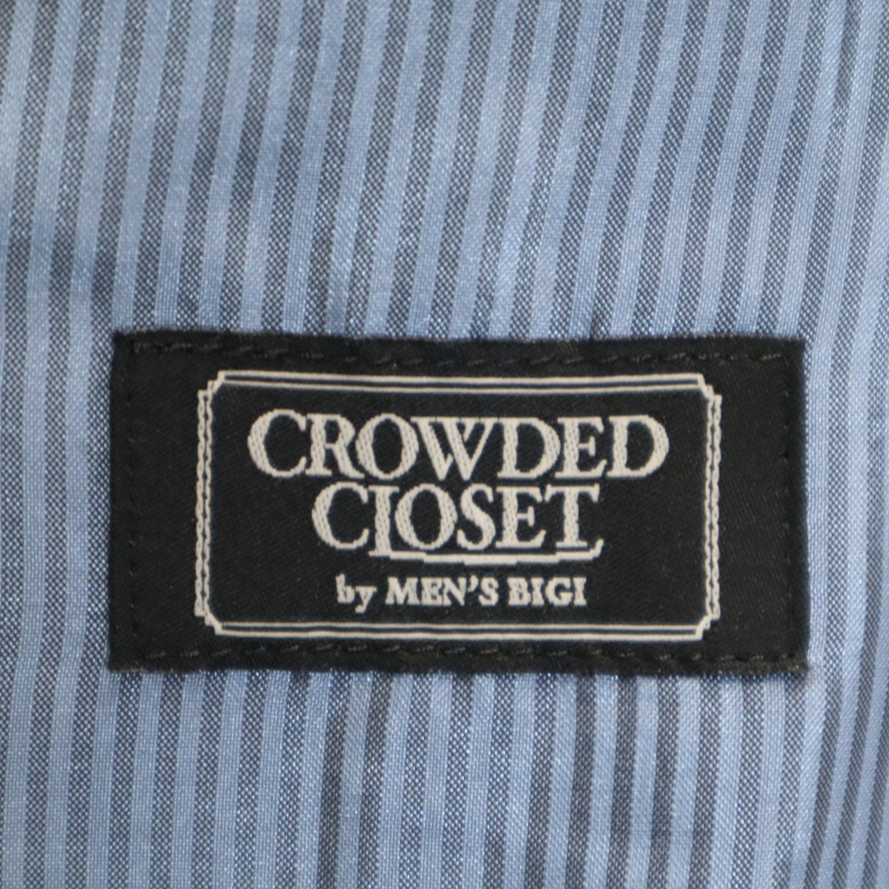 美品 クラウデッドクローゼット メンズビギ ウールブレンド ストライプ柄 アルスター コート 3 ネイビー CROWDED CLOSET MEN'S BIGI ダブルブレスト メンズ