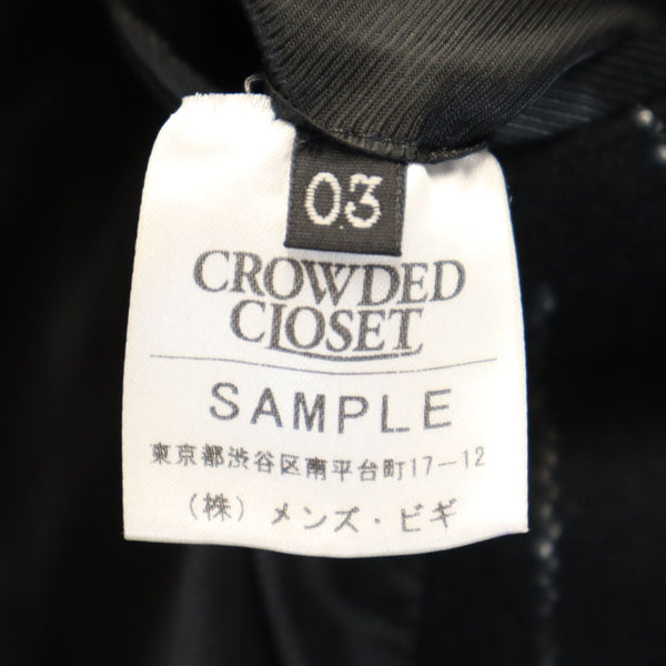 美品 クラウデッドクローゼット メンズビギ ストライプ柄 アルスター コート 3 ブラック CROWDED CLOSET MEN'S BIGI ダブルブレスト メンズ