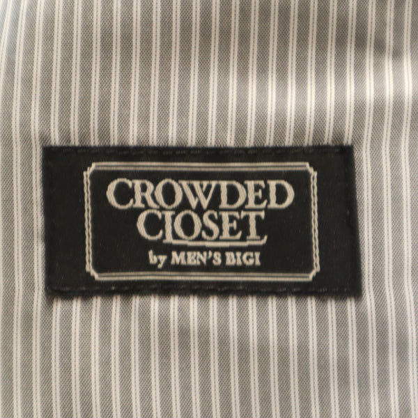 美品 クラウデッドクローゼット メンズビギ ウールブレンド ストライプ柄 アルスター コート 2 ブラック CROWDED CLOSET MEN'S BIGI ダブルブレスト メンズ