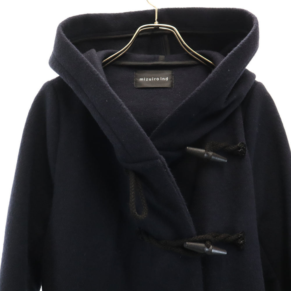 ミズイロインド ウールブレンド ダッフルコート ネイビー mizuiro ind レディース