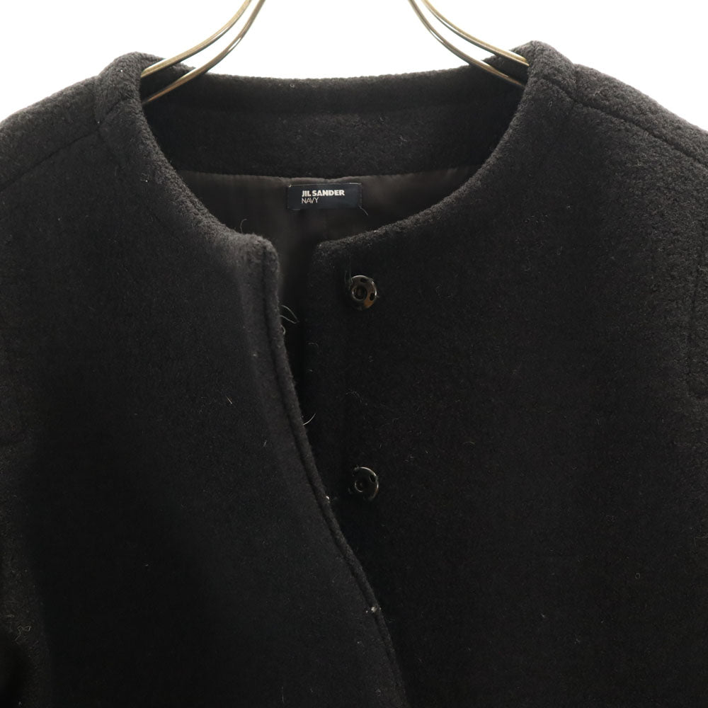JIL SANDER NAVY ジルサンダーネイビー イタリア製 ノーカラーコート 34 ブラック レディース