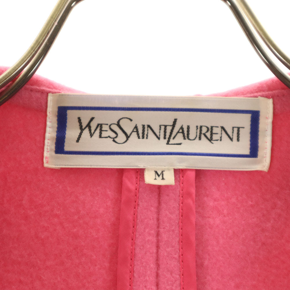 イヴサンローラン 90s オールド フーデッド コート M ピンク YVES SAINT LAURENT レディース
