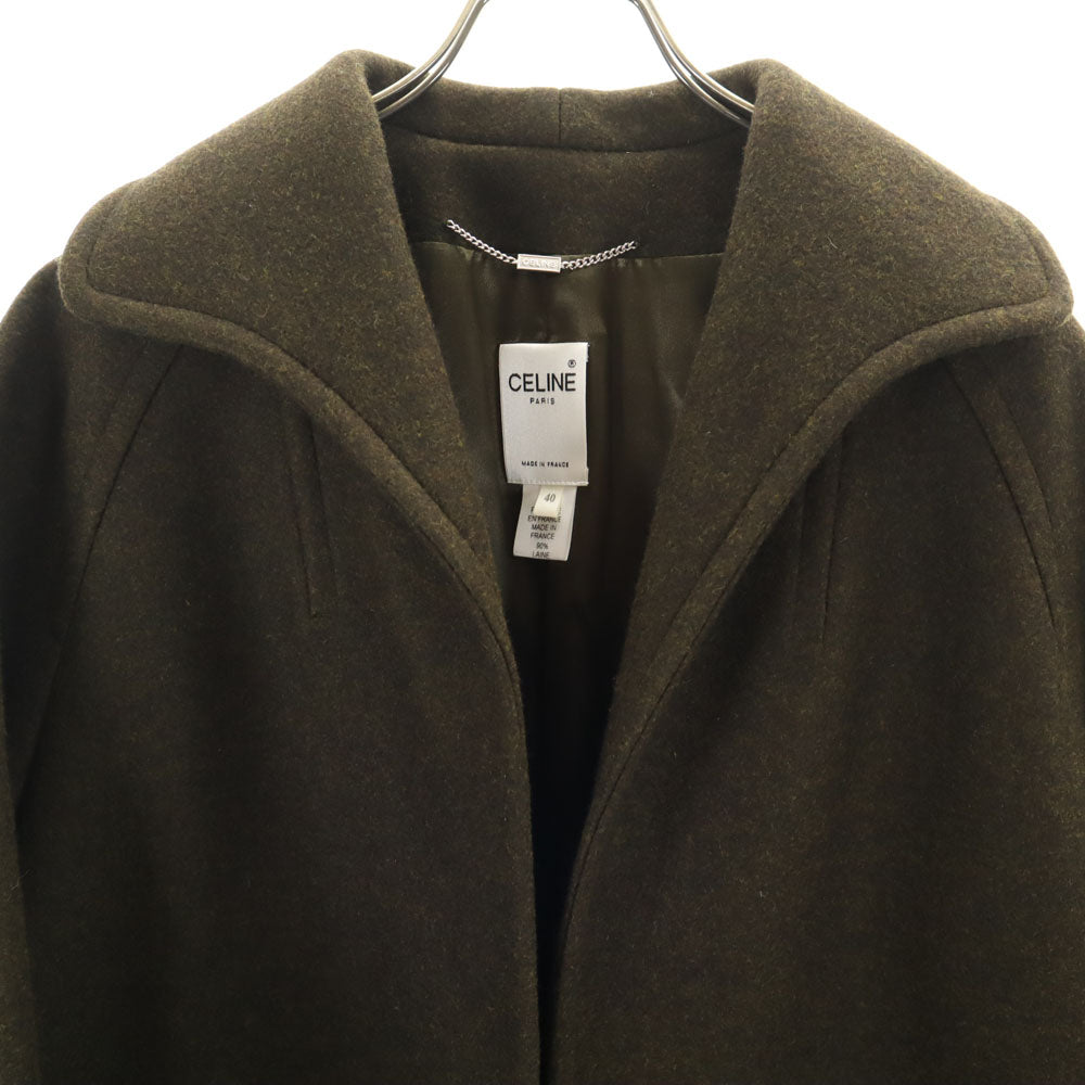 CELINE セリーヌ フランス製 カシミヤブレンド メルトン コート 40 カーキ レディース
