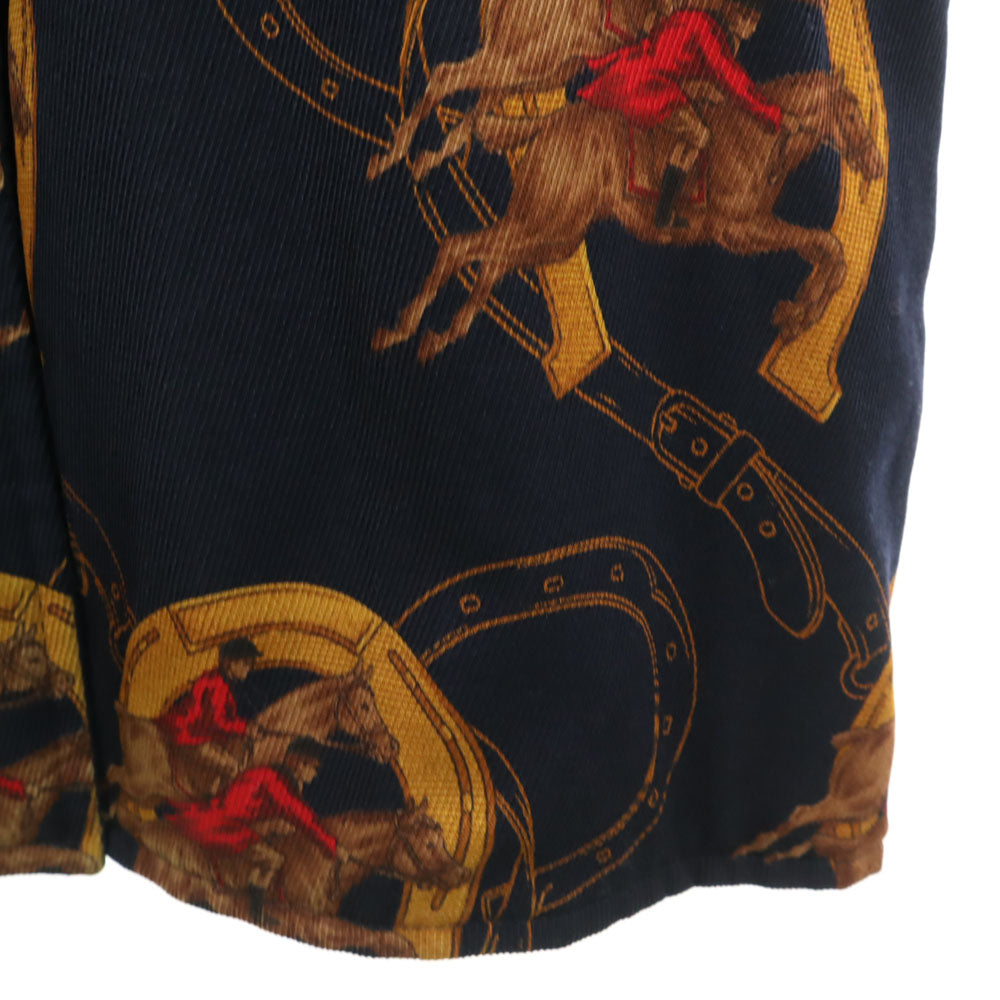 Herno ヘルノ 80s 90s イタリア製 オールド ホース柄 リバーシブル コート 42 ネイビー 馬蹄 レディース