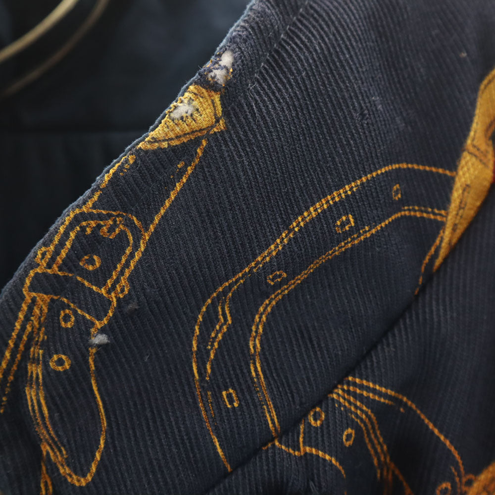 Herno ヘルノ 80s 90s イタリア製 オールド ホース柄 リバーシブル コート 42 ネイビー 馬蹄 レディース