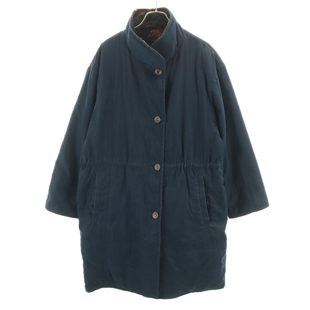 Herno ヘルノ 80s 90s イタリア製 オールド ホース柄 リバーシブル コート 42 ネイビー 馬蹄 レディース
