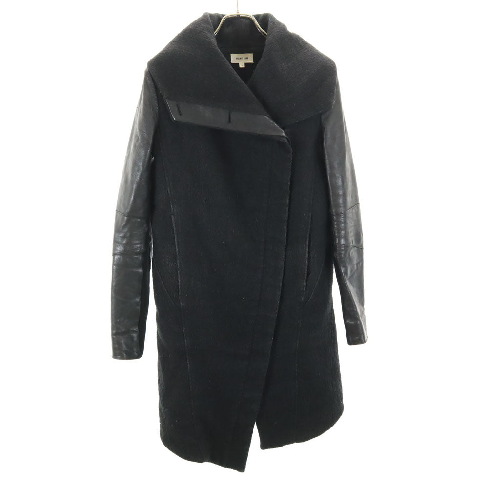 HELMUT LANG ヘルムートラング レザー切替 コート S ブラック 比翼 レディース