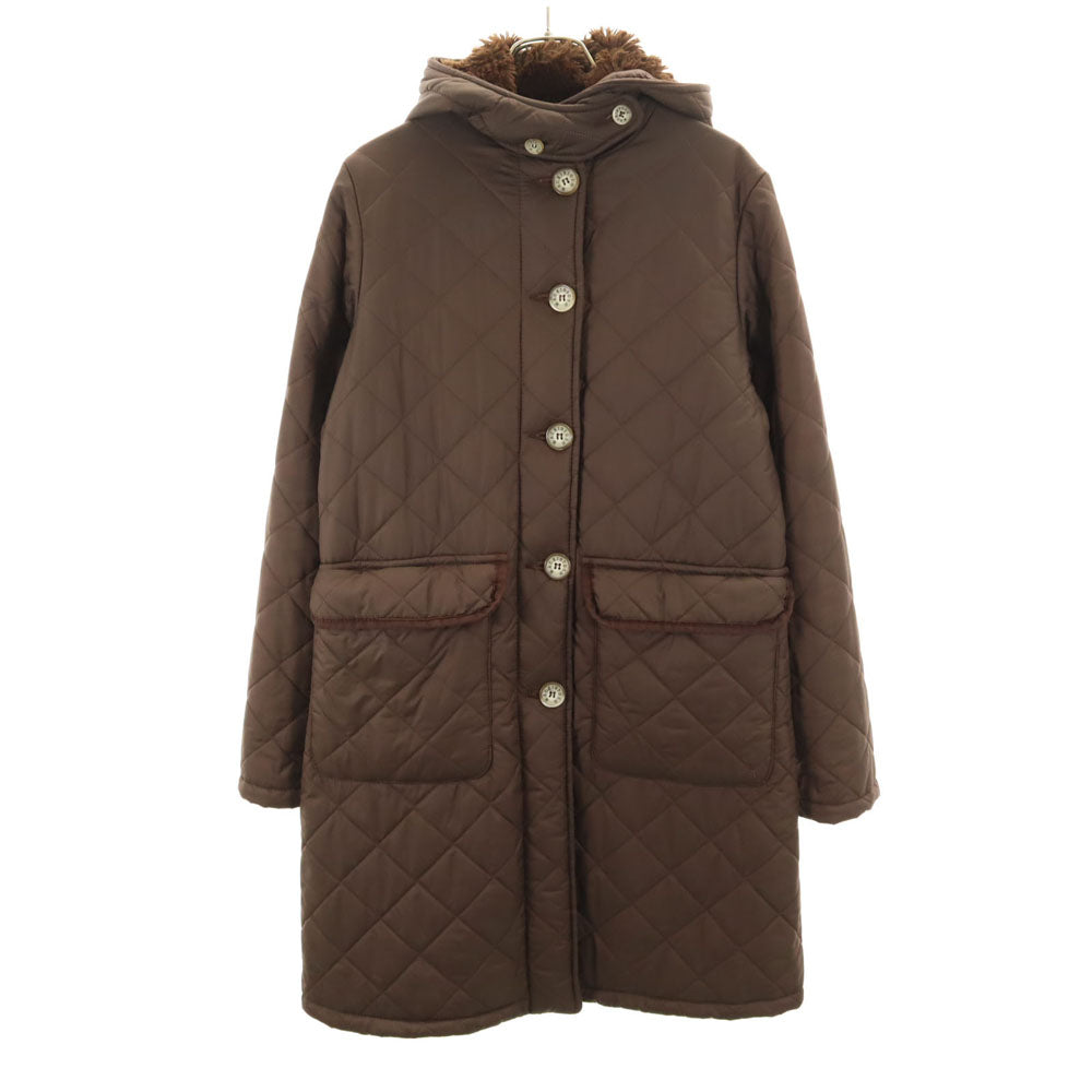 Mackintosh マッキントッシュ スコットランド製 キルティングコート 36 ブラウン 裏フェイクファー 中綿入り レディース