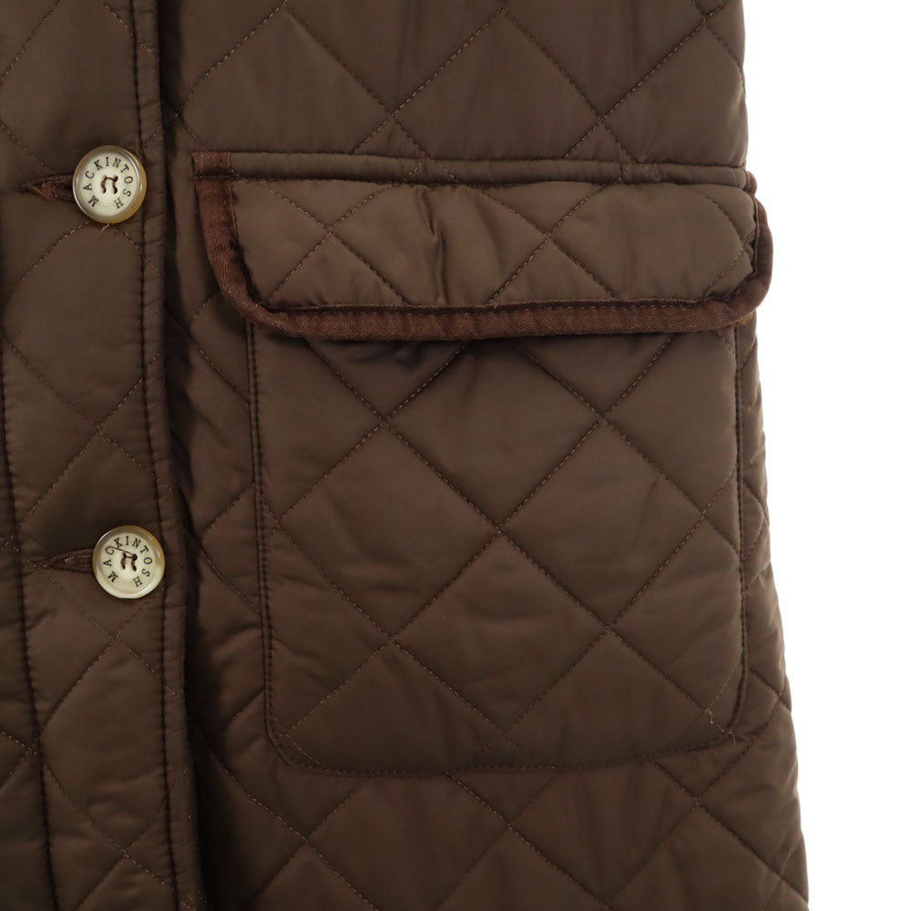 Mackintosh マッキントッシュ スコットランド製 キルティングコート 36 ブラウン 裏フェイクファー 中綿入り レディース