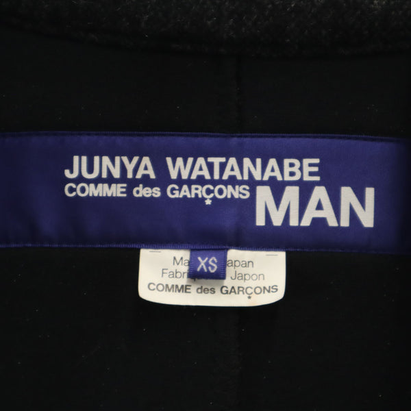 ジュンヤワタナベマン 2016年 日本製 ウールブレンド レザー切り替え ウールコート XS グレー JUNYA WATANABE MAN メンズ