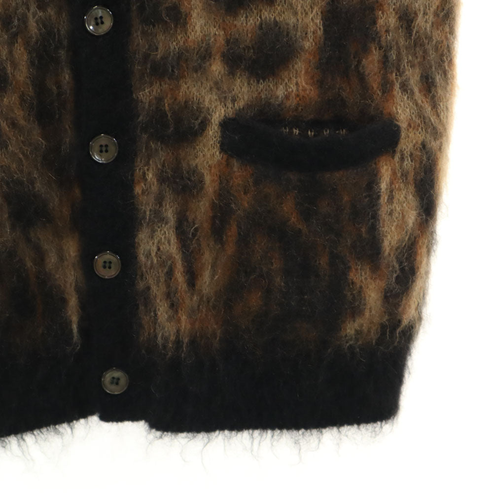 CELINE セリーヌ イタリア製 モヘアブレンド ヒョウ柄 長袖 カーディガン S ブラウン メンズ