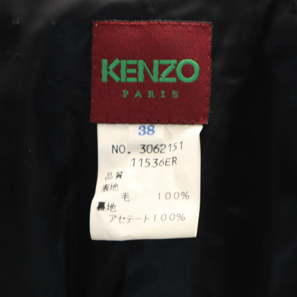 ケンゾーパリス 90s フランス製 オールド ハーフ チェスターコート 38 ブラック レディース