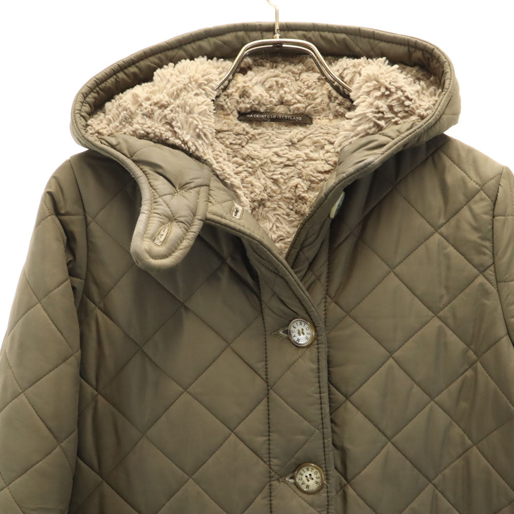 MACKINTOSH SCOTLAND マッキントッシュスコットランド USA製 キルティングコート 36 カーキ 裏ボア レディース