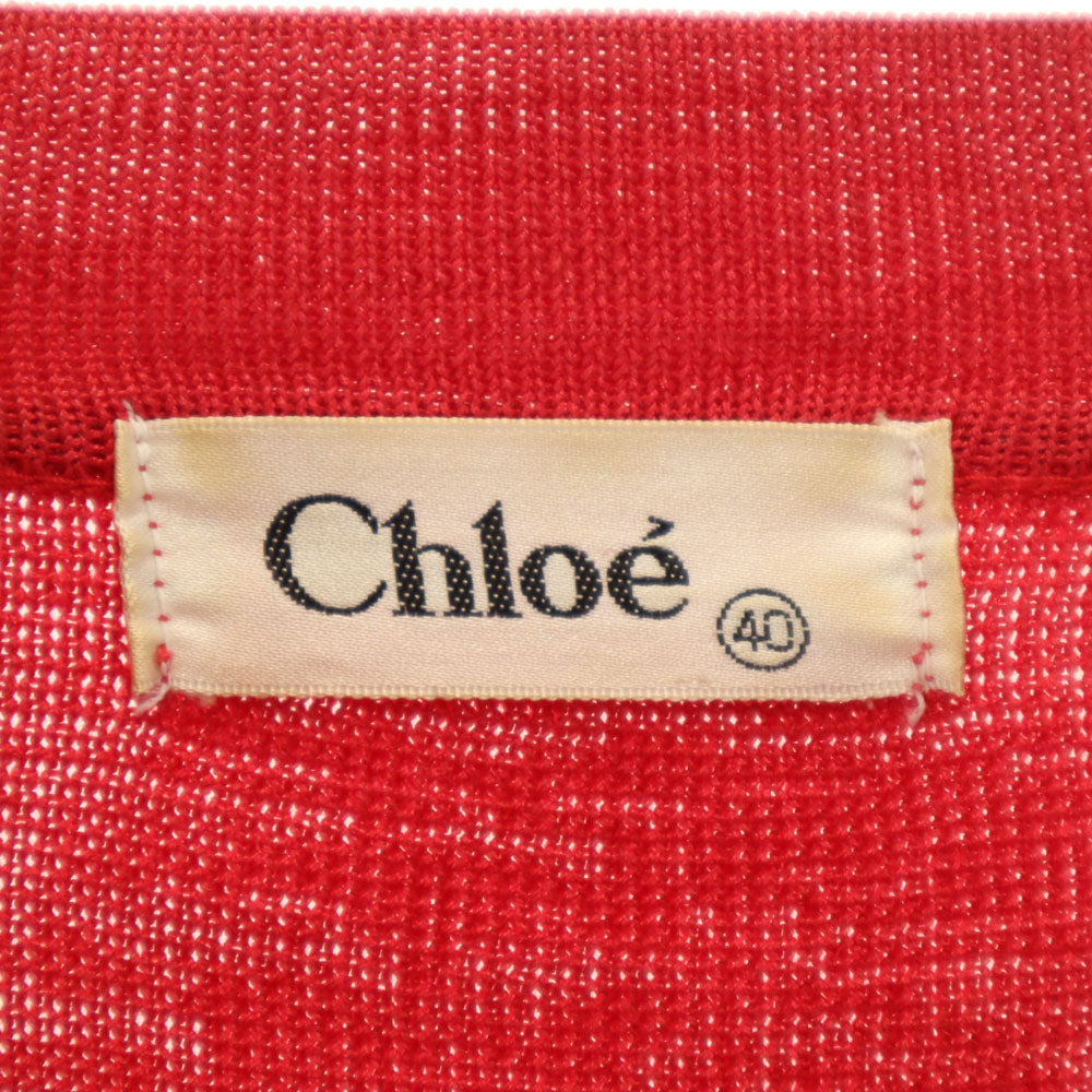 Chloe クロエ 長袖 ニット ワンピース 40 レッド レディース