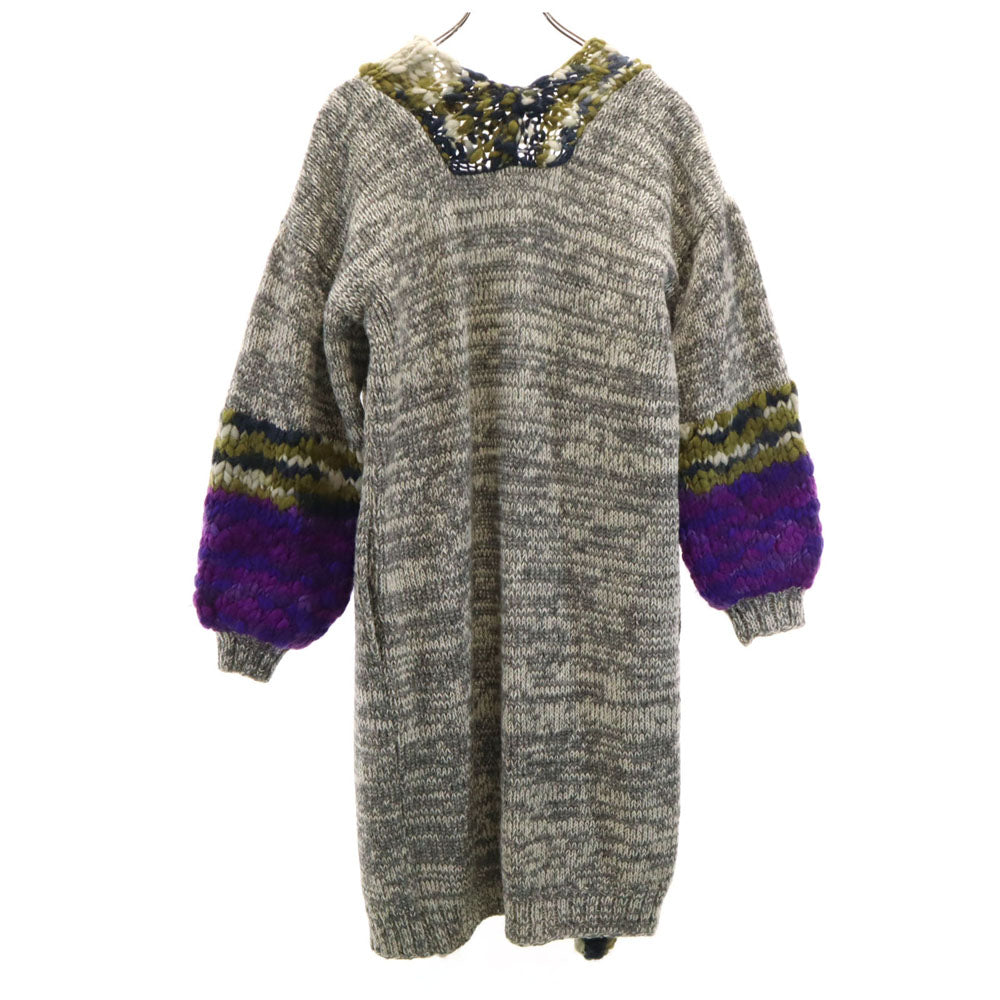 スフィーデ ウール100％ ハンド ロング ニットカーディガン 38 グレー系 レディース