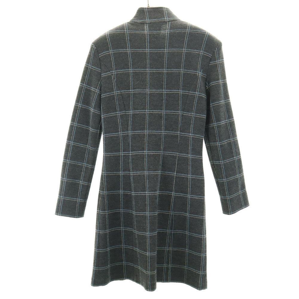 VERSACE ヴェルサーチ ジーンズクチュール ウールブレンド チェック柄 長袖 ワンピース 26/40 グレー JEANS COUTURE レディース