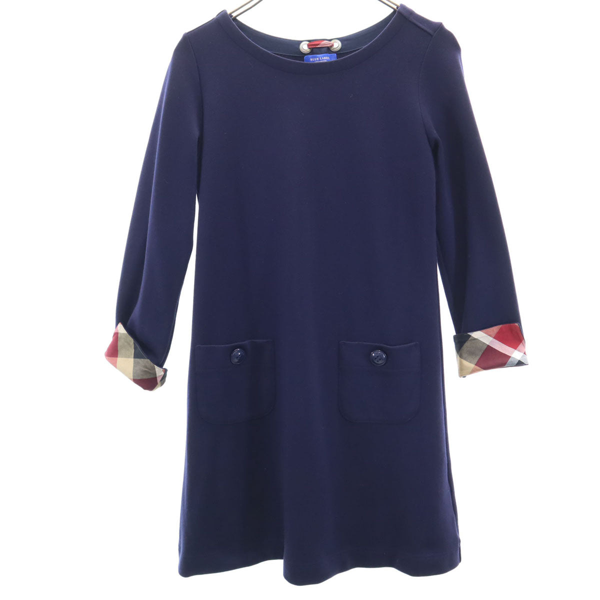 BLUE LABEL CRESTBRIDGE ブルーレーベルクレストブリッジ 日本製 長袖 ワンピース 38 ネイビー 三陽商会 レディース