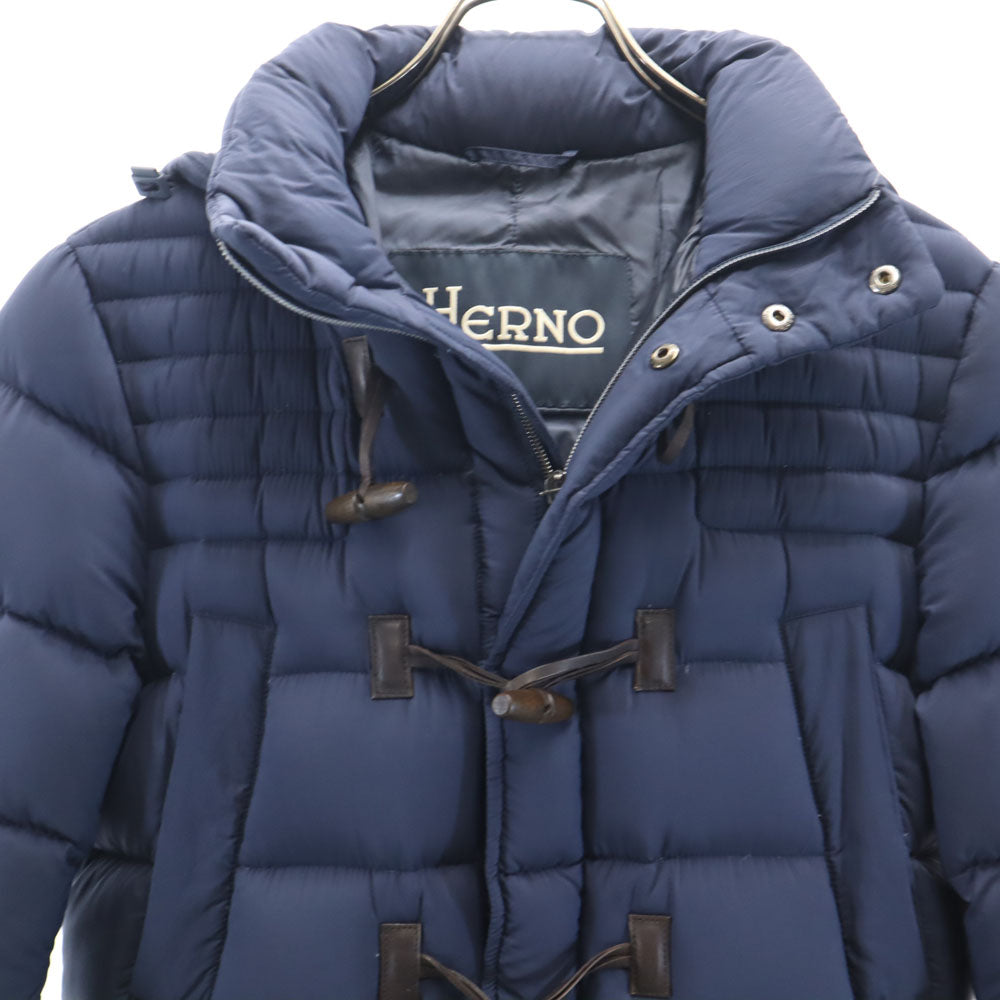 Herno ヘルノ ルーマニア製 グース ダウンコート 44 ブルー PRODUZ LAVJPI フーディー メンズ
