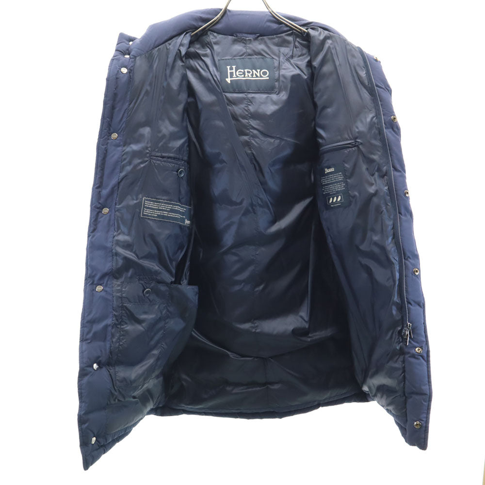 Herno ヘルノ ルーマニア製 グース ダウンコート 44 ブルー PRODUZ LAVJPI フーディー メンズ