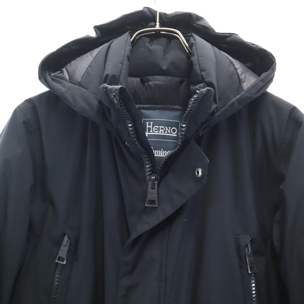 Herno ヘルノ Laminar ルーマニア製 GORE-TEX グース ダウンコート 44 ブラック フーディー メンズ