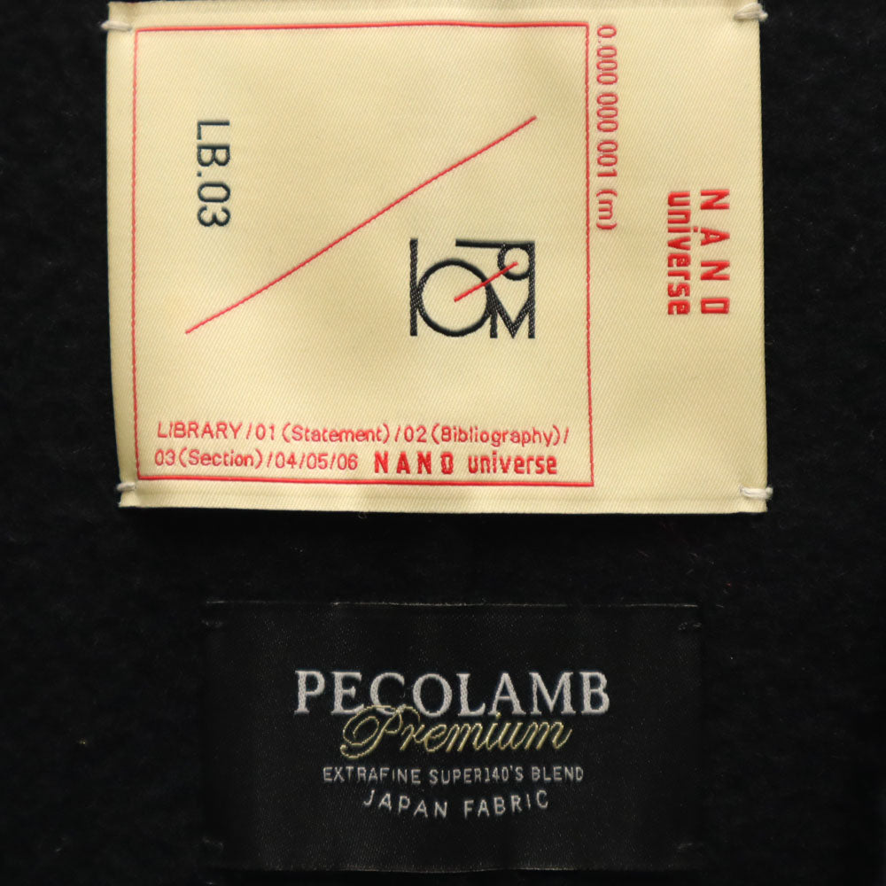 nano universe ナノユニバース ウールブレンド スーパー140ウールリバーフード コート S ネイビー レディース