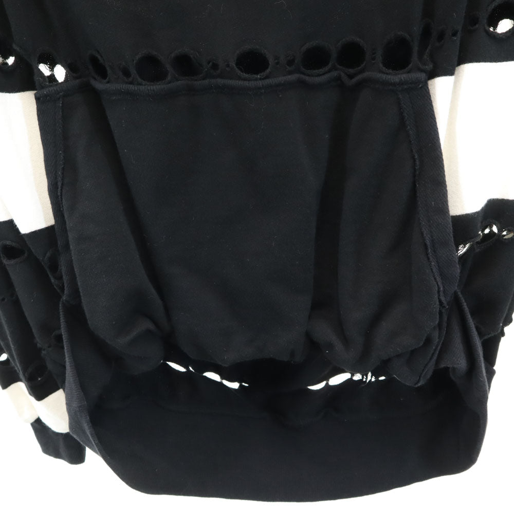 Ground Y グランドワイ 日本製 ボーダー柄 スウェット パーカー 3 ブラック ヨウジヤマモト メンズ