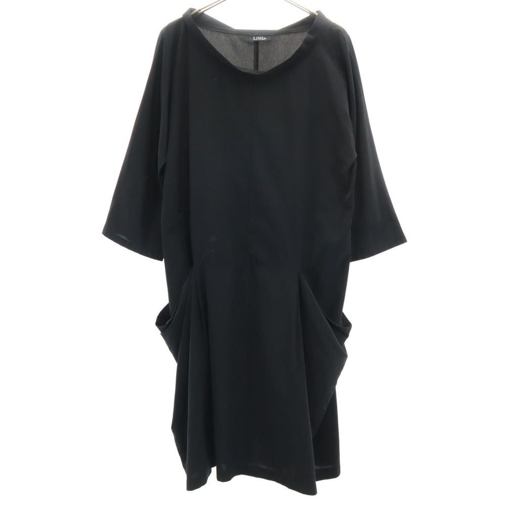 LIMI feu リミフゥ 7分袖 ワンピース S ブラック レディース