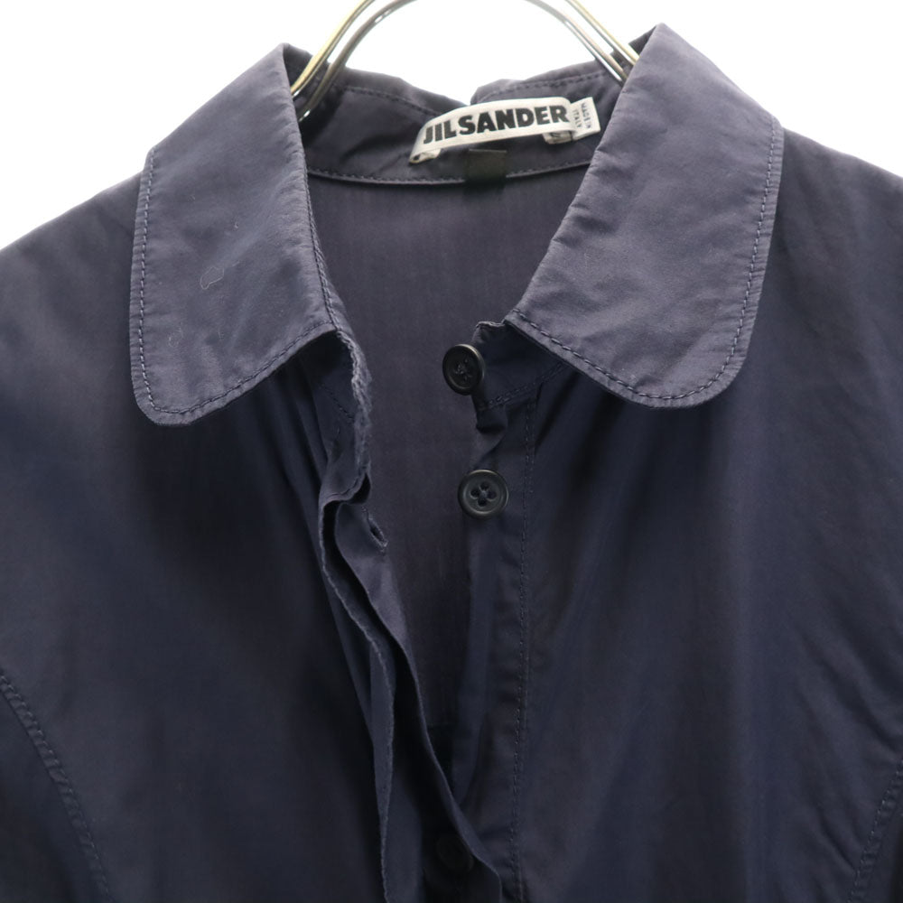 JIL SANDER ジルサンダー イタリア製 長袖 シャツワンピース 38 ネイビー レディース