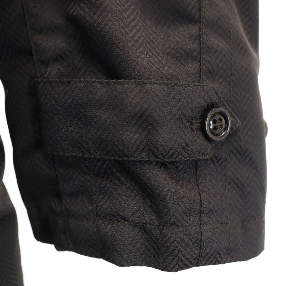 ARMANI COLLEZIONI アルマーニコレッツォーニ イタリア製 ヘリンボーン柄 ステンカラーコート 50 チャコールブラウン メンズ