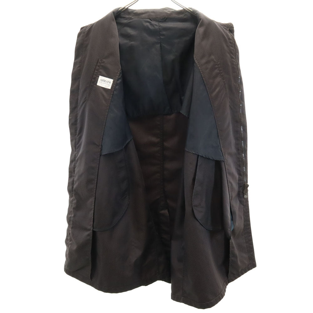 ARMANI COLLEZIONI アルマーニコレッツォーニ イタリア製 ヘリンボーン柄 ステンカラーコート 50 チャコールブラウン メンズ