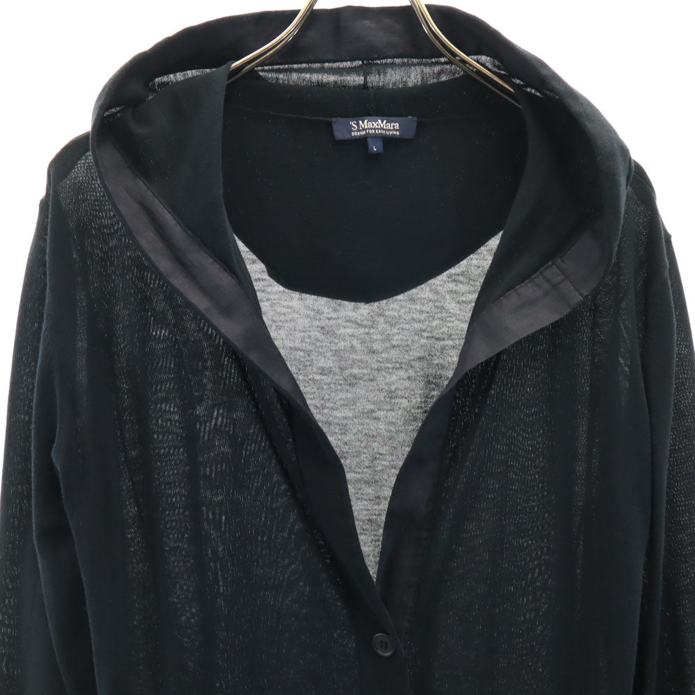 MAX MARA マックスマーラ 長袖 ロング カーディガン L ブラック フーディー レディース