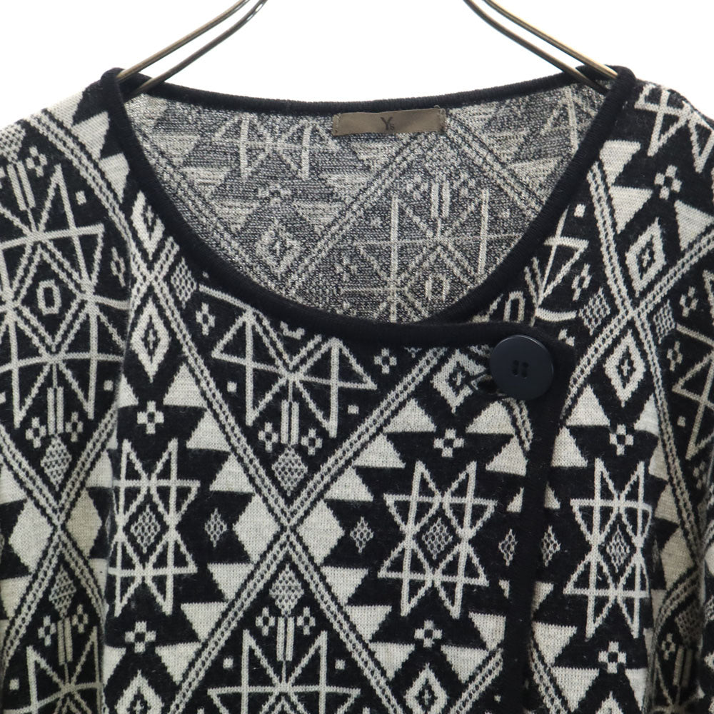 Y's ワイズ 80s 日本製 ヴィンテージ 長袖 ロング ニットカーディガン ブラック 他 レディース