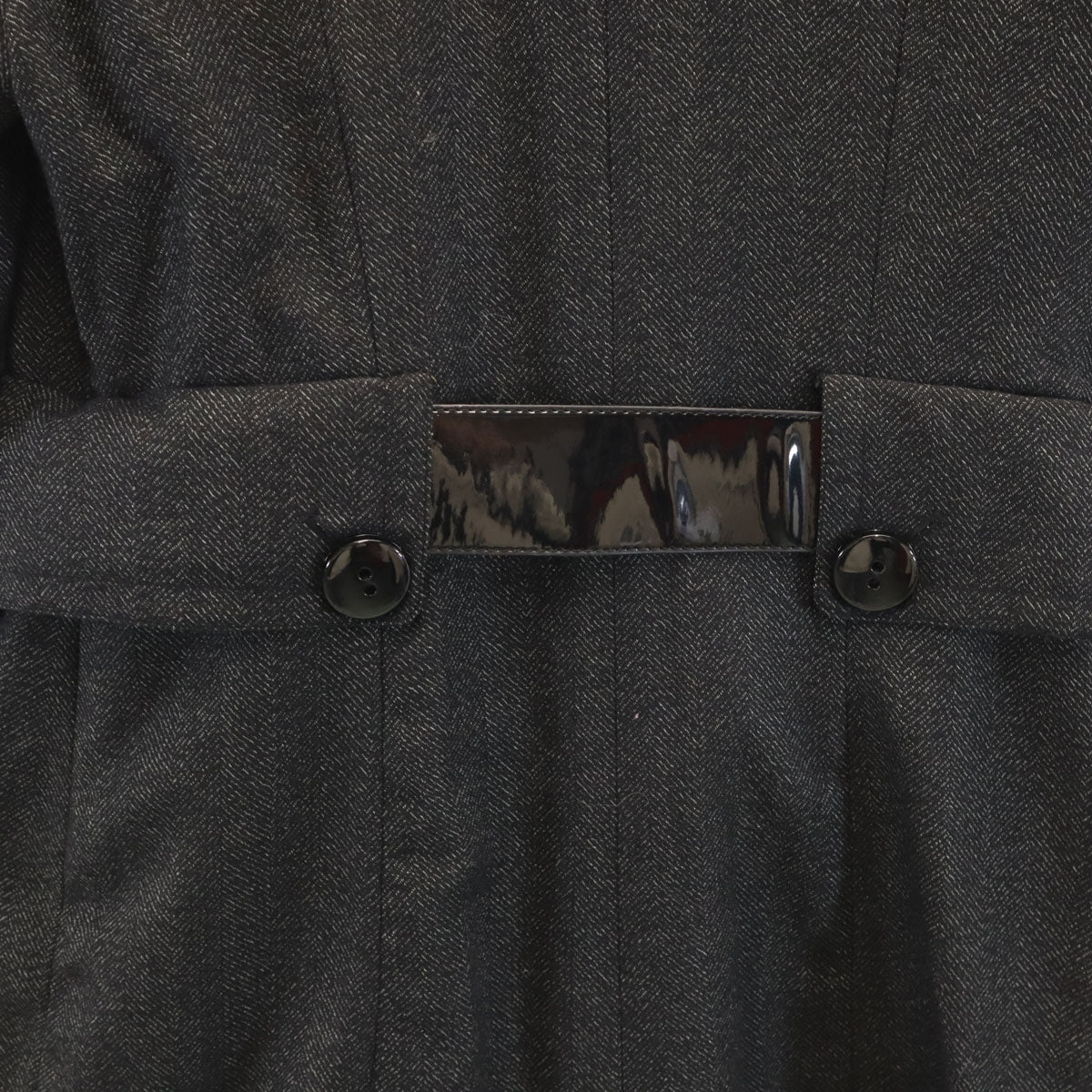 未使用 ZARA BASIC ザラベーシック ヘリンボーン柄 ステンカラーコート XL ブラック系 レディース