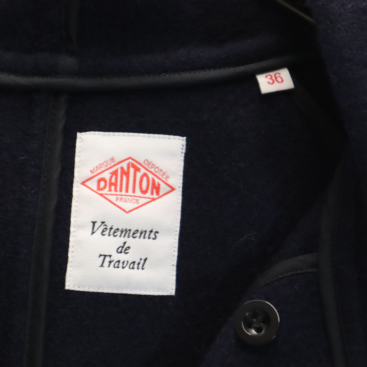 Danton ダントン 日本製 ウールブレンド モッサ コート 36 ネイビー くるみボタン レディース