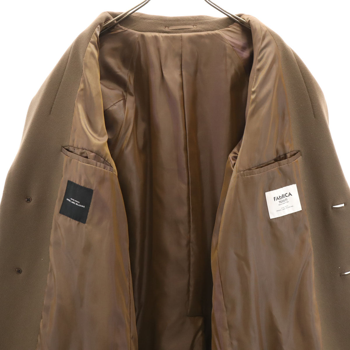 green label relaxing グリーンレーベルリラクシング ウールブレンド メルトン チェスターコート M ブラウン FAbRICA TESSUTI メンズ