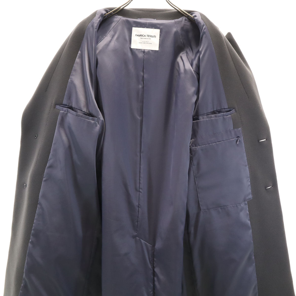 green label relaxing グリーンレーベルリラクシング ウールブレンド メルトン チェスターコート S ネイビー系 FAbRICA TESSUTI メンズ