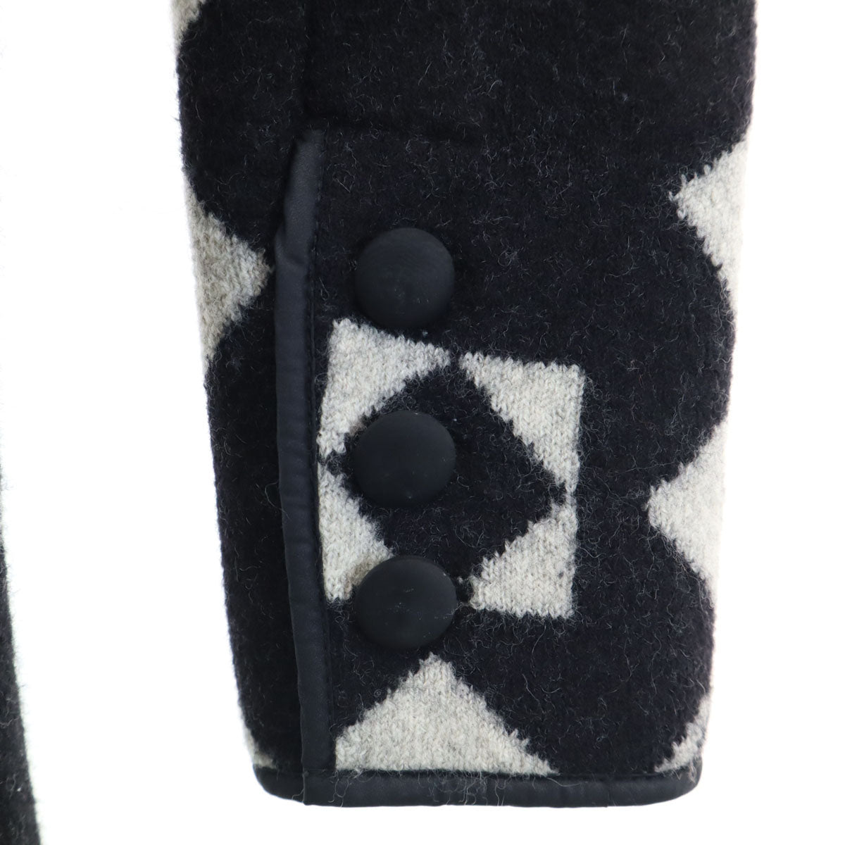 Emporio Armani エンポリオアルマーニ イタリア製 総柄 ニット チェスターコート 40 ブラック レディース