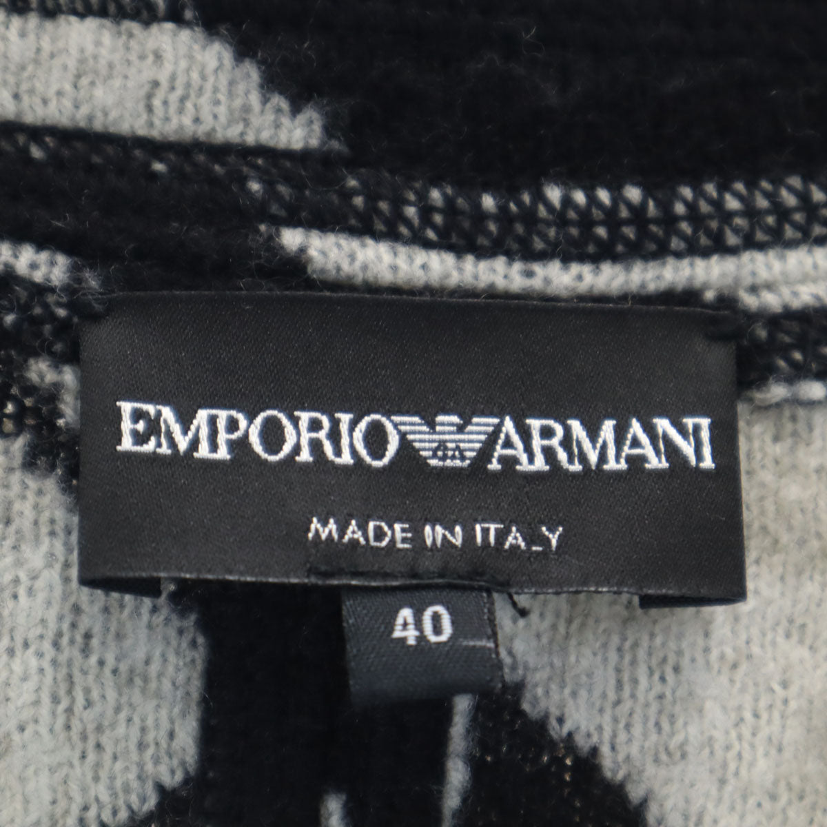 Emporio Armani エンポリオアルマーニ イタリア製 総柄 ニット チェスターコート 40 ブラック レディース