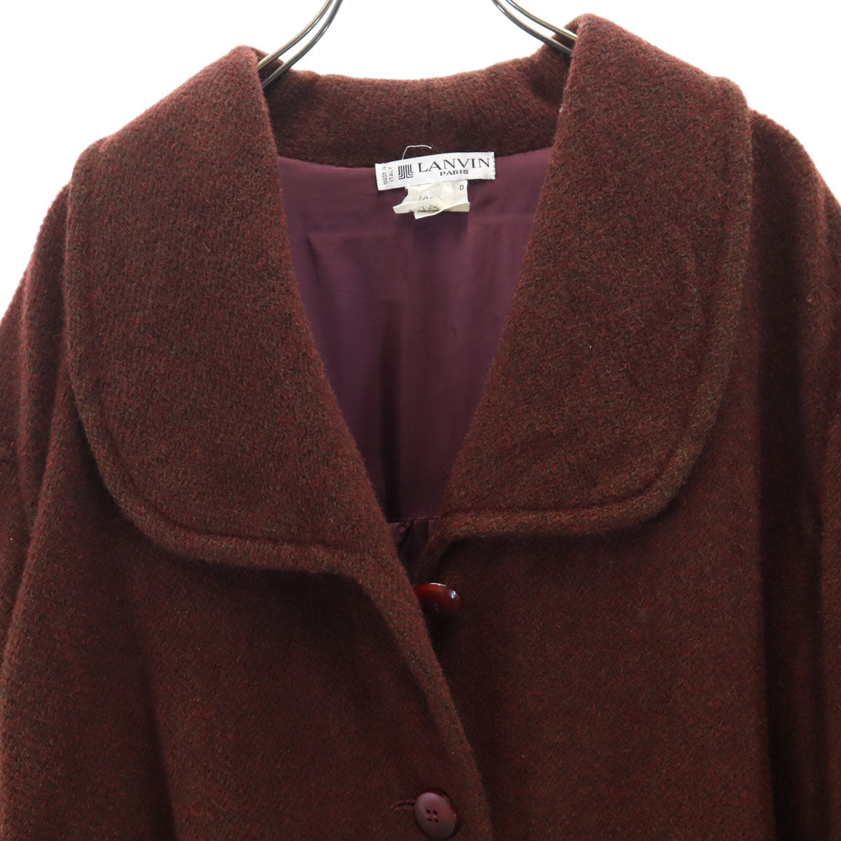 LANVIN ランバン 80s イタリア製 ヴィンテージ ウールコート 46 ブラウン レディース