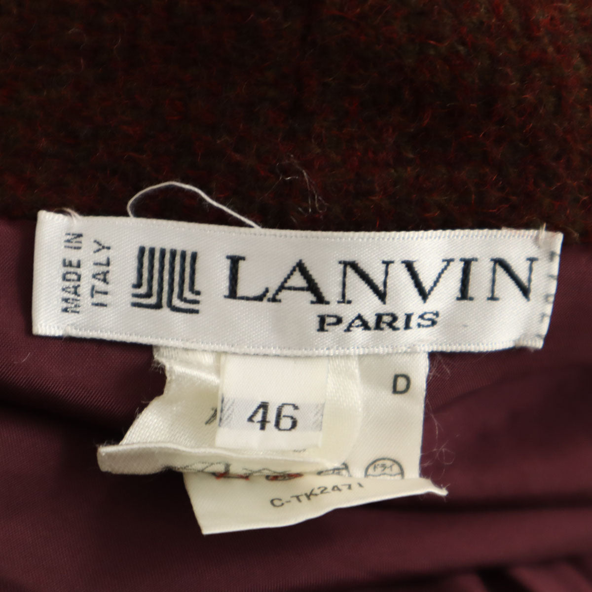 LANVIN ランバン 80s イタリア製 ヴィンテージ ウールコート 46 ブラウン レディース