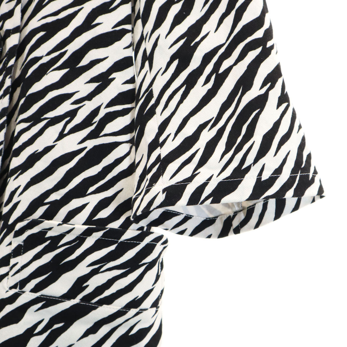 LIMI feu リミフゥ 日本製 ゼブラ柄 5分袖 ピーコート S ホワイト レディース