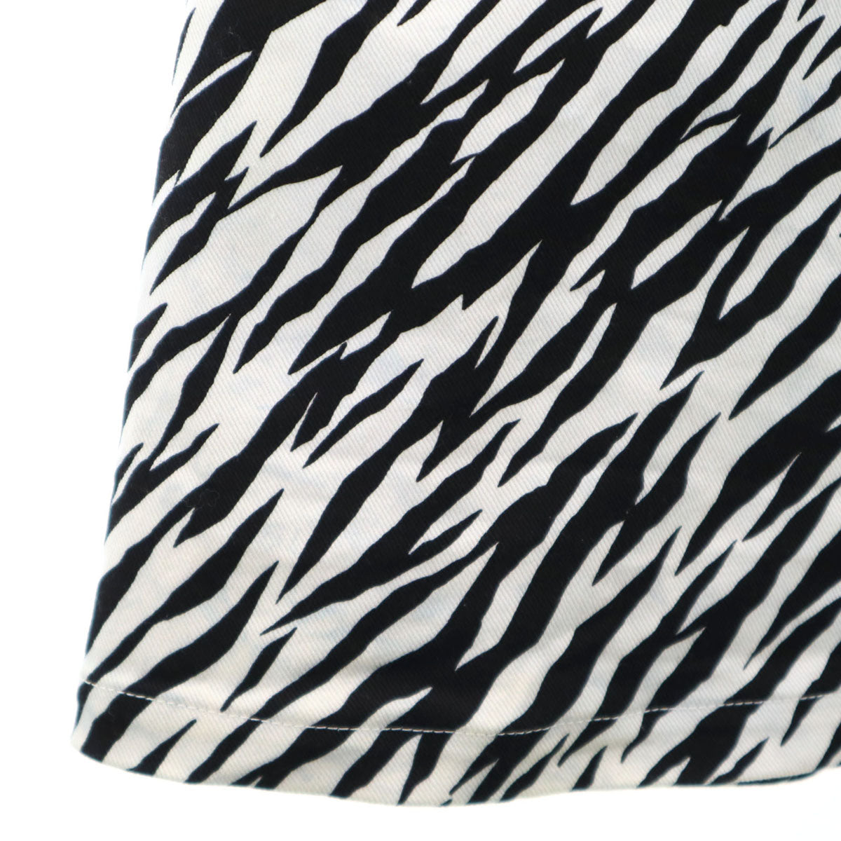 LIMI feu リミフゥ 日本製 ゼブラ柄 5分袖 ピーコート S ホワイト レディース